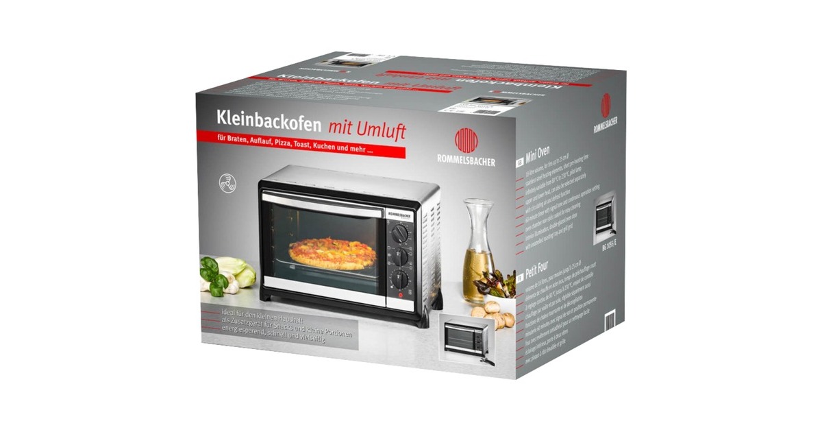 Rommelsbacher Kleinbackofen mit Umluft BG 1055/E, Mini-Backofen(silber/schwarz, Retail)