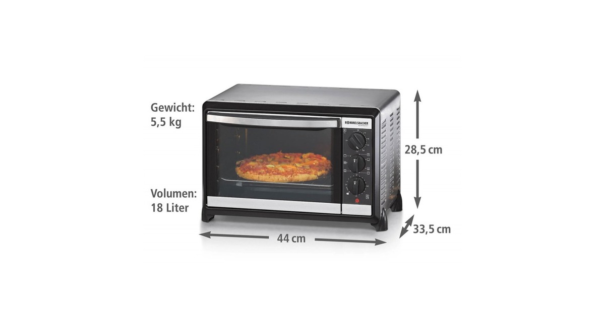 Rommelsbacher Kleinbackofen mit Umluft BG 1055/E, Mini-Backofen(silber/schwarz, Retail)