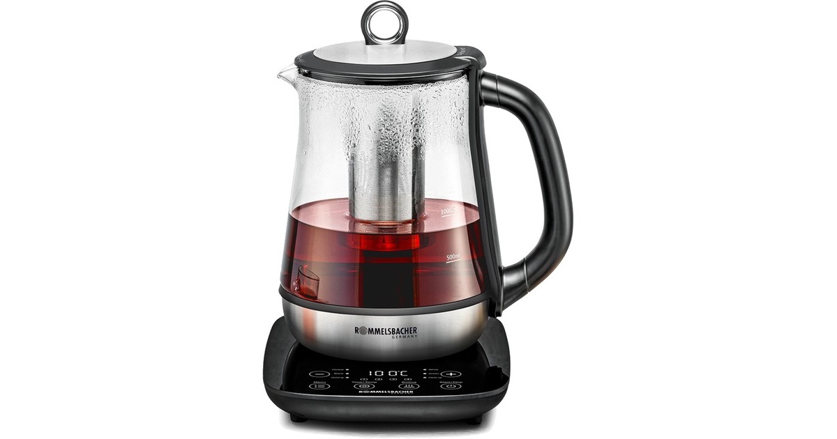 Rommelsbacher Tee- & Wasserkocher TA 2000(schwarz/edelstahl, 1,2 Liter)