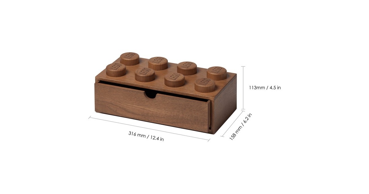 Room Copenhagen LEGO 2x4 Holz Schreibtischschublade, Aufbewahrungsbox(eiche, dunkel, Outlet)