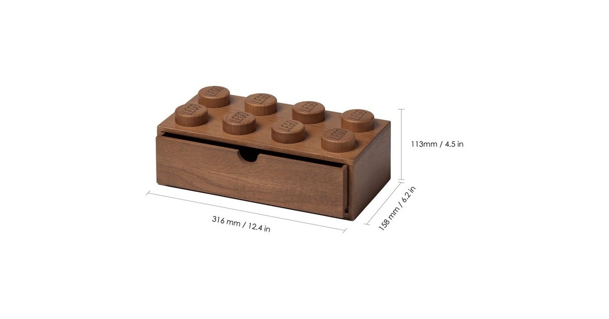 Room Copenhagen LEGO 2x4 Holz Schreibtischschublade, Aufbewahrungsbox(eiche, dunkel)