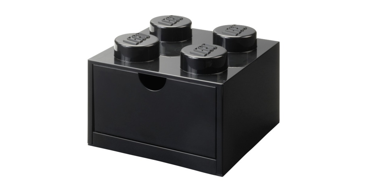 Room Copenhagen LEGO Schreibtischschublade 4, Aufbewahrungsbox(schwarz, Noppen)