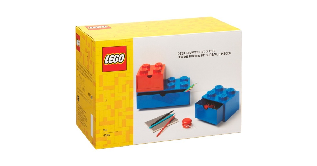 Room Copenhagen LEGO Schreibtischschubladen 3er Set , Aufbewahrungsbox(rot/blau)