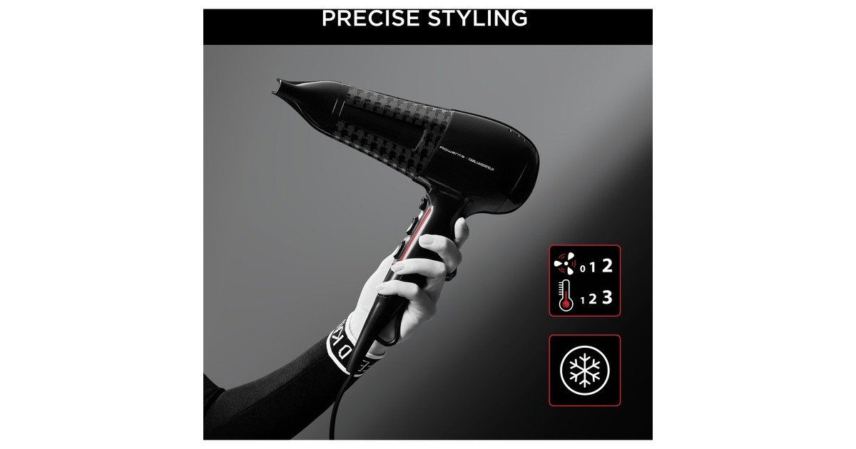 Rowenta x KARL LAGERFELD Powerline CV 591L, Haartrockner(schwarz/rot)