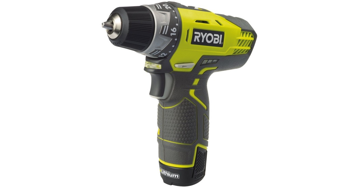 Ryobi Akku-Kompaktschrauber R12DD-220S, 12Volt, Bohrschrauber(grün/schwarz, Li-Ion Akku 2,0Ah, Werkzeugtasche)