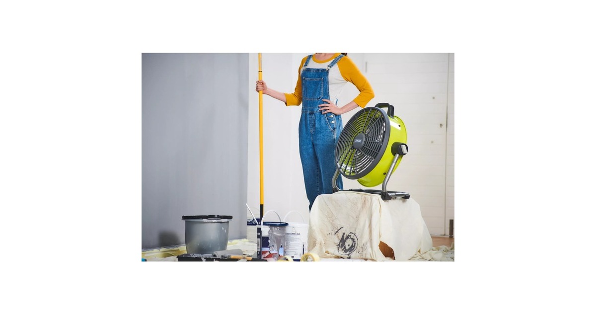 Ryobi Akku-Stand-Bodenventilator R18F5-0(grün/schwarz, ohne Akku und Ladegerät)