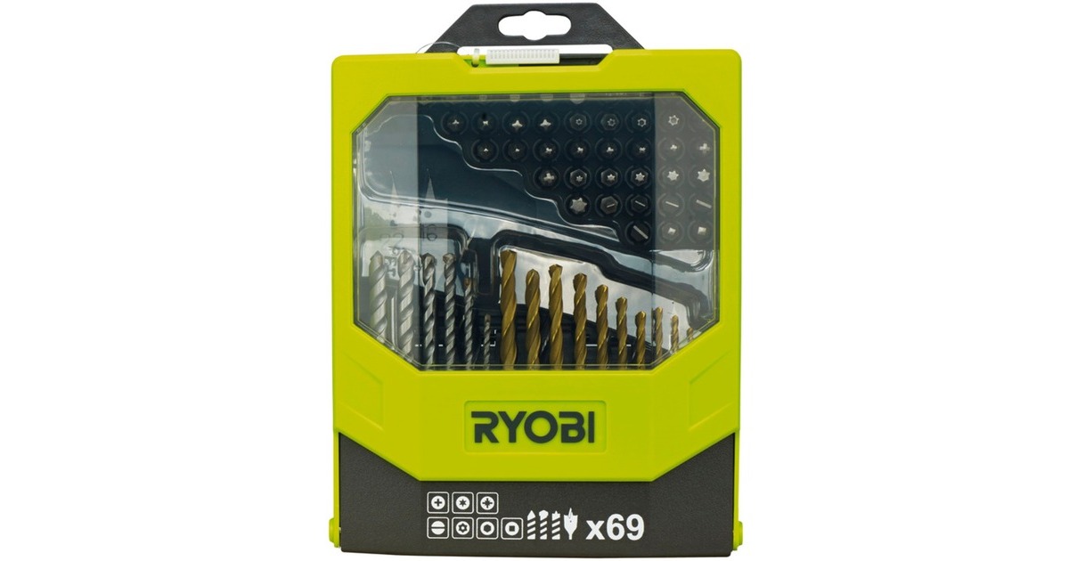 Ryobi Bit- und Bohrerbox RAK69MIX, 69-teilig, Bohrer- & Bit-Satz(grün/schwarz)