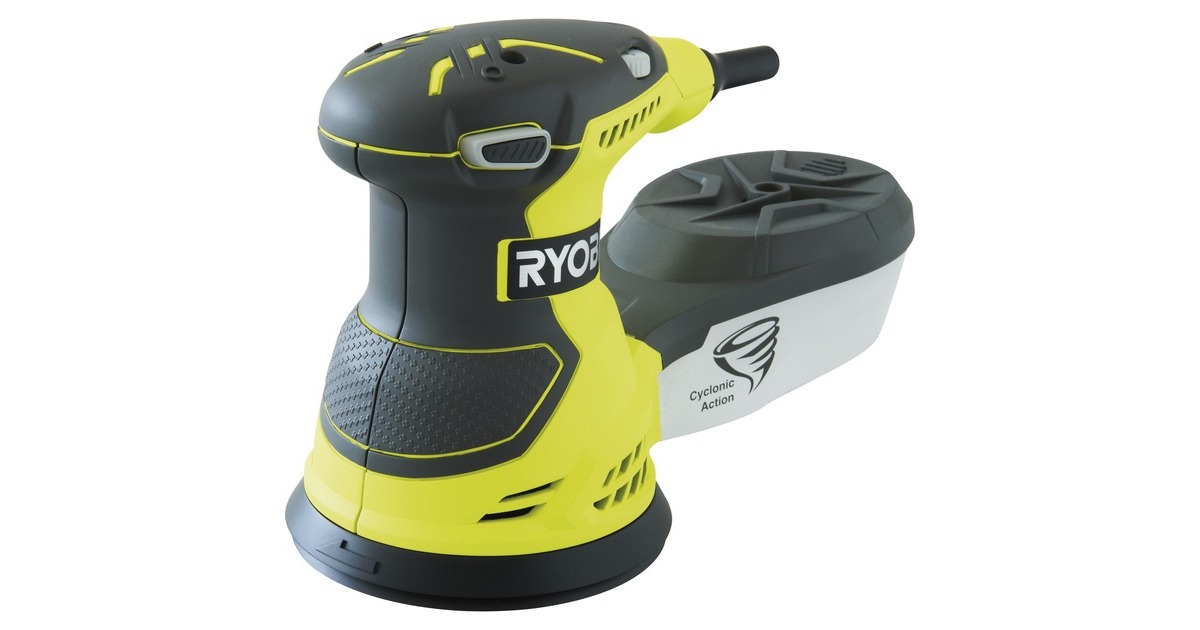 Ryobi Exzenterschleifer ROS300A(hellgrün/anthrazit, Werkzeugtasche, 20 tlg-Schleifpapierset)