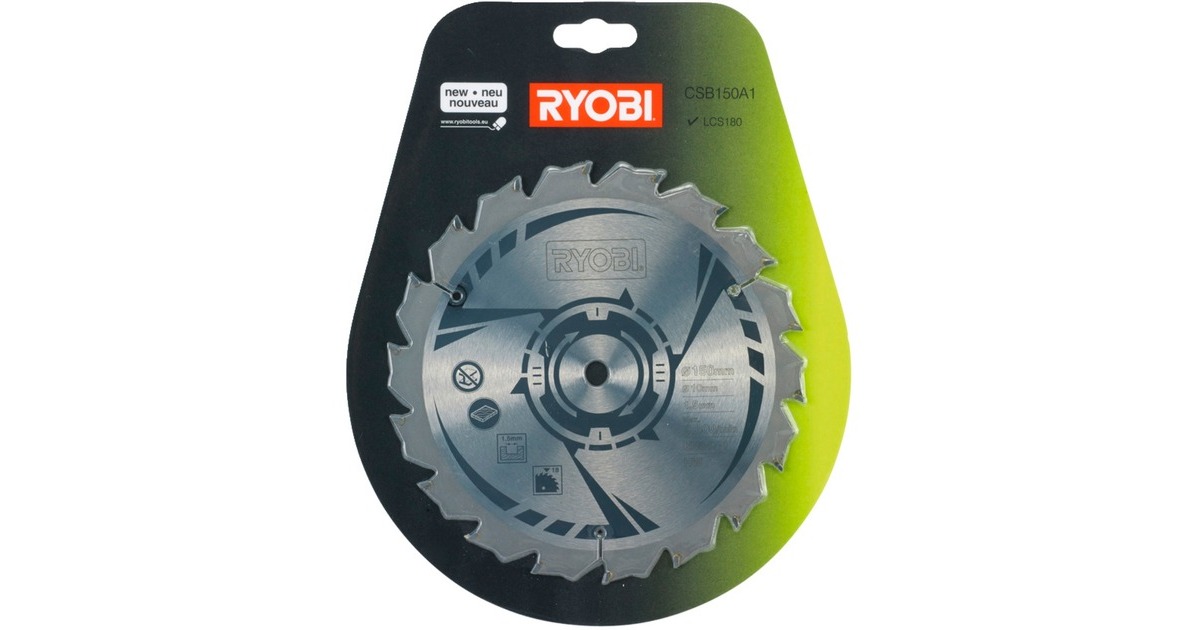 Ryobi HM-Kreissägeblatt CSB150A1, Ø 150mm, 18Z(Bohrung 10mm, für Handkreissägen) Ryobi HM-Kreissägeblatt CSB150A1, Ø 150mm, 18Z(Bohrung 10mm, für Handkreissägen)