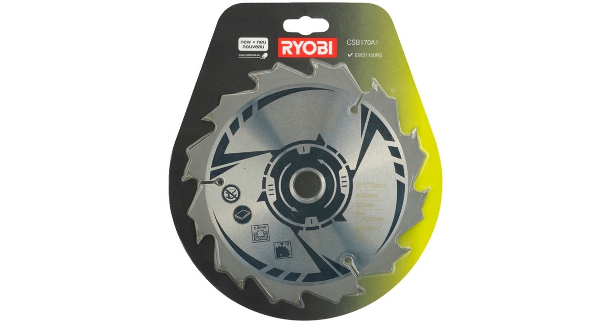 Ryobi HM-Kreissägeblatt CSB170A1, Ø 170mm, 12Z(Bohrung 20mm, für Handkreissägen) Ryobi HM-Kreissägeblatt CSB170A1, Ø 170mm, 12Z(Bohrung 20mm, für Handkreissägen)