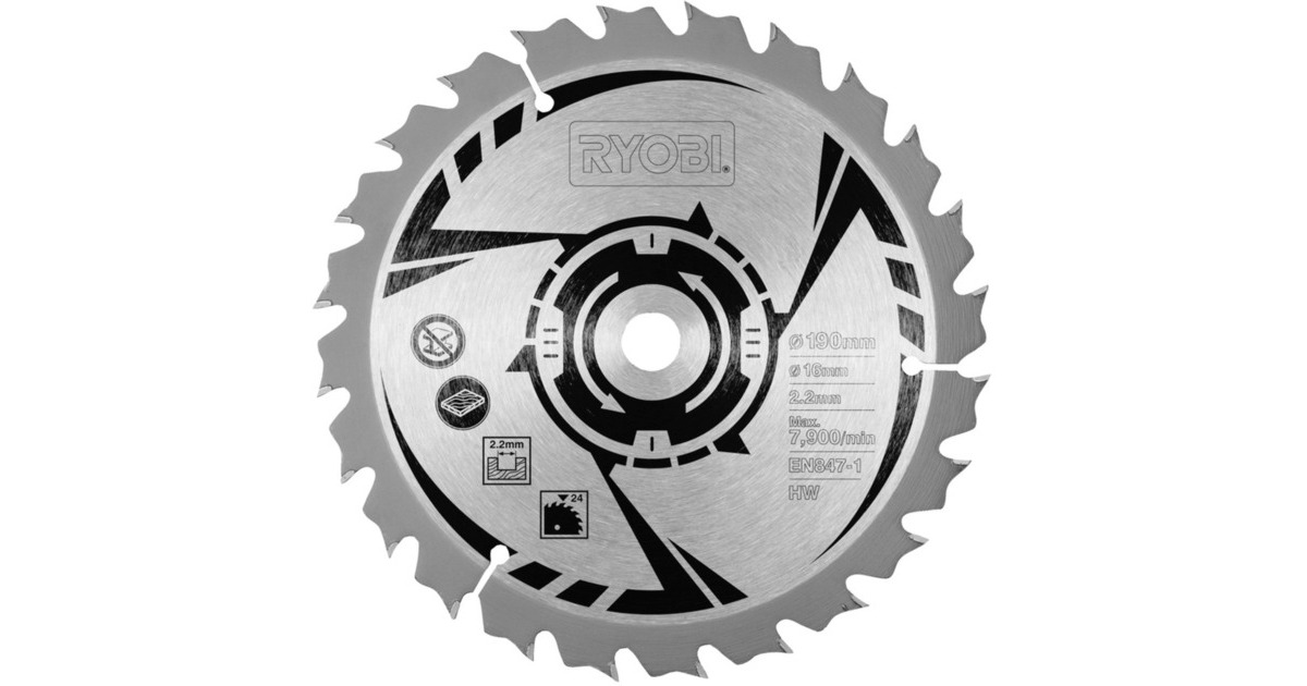 Ryobi HM-Kreissägeblatt CSB190A1, Ø 190mm, 24Z(Bohrung 16mm, für Handkreissägen)