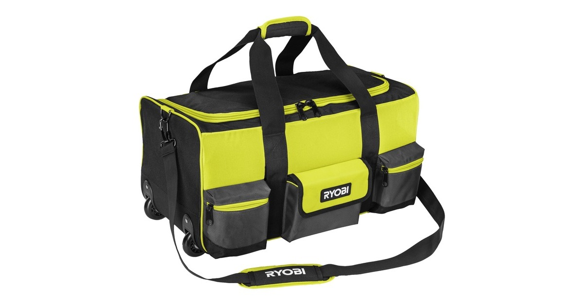 Ryobi Handwerkertasche RSSLTB2, Größe L, lang(grün/schwarz, mit Schultergurt und Rollen)