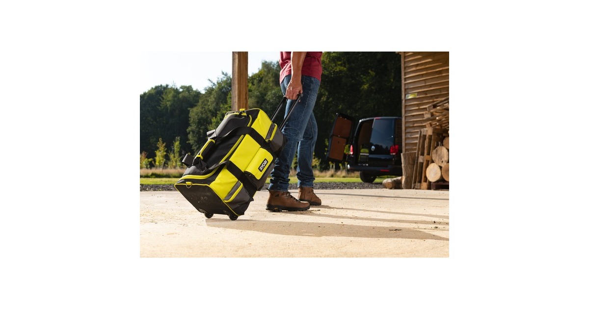 Ryobi Handwerkertasche RSSLTB2, Größe L, lang(grün/schwarz, mit Schultergurt und Rollen)
