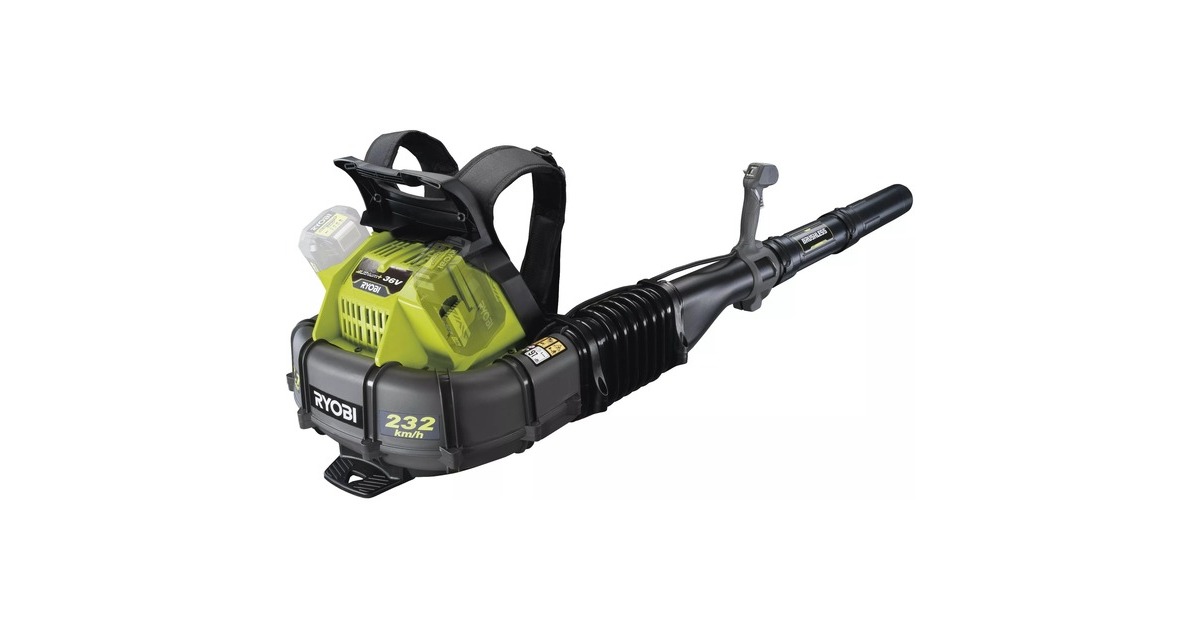 Ryobi MAX POWER Akku-Laubgebläse RY36BPXA-0 mit Tragegeschirr, 36Volt(grün/schwarz, ohne Akku und Ladegerät)