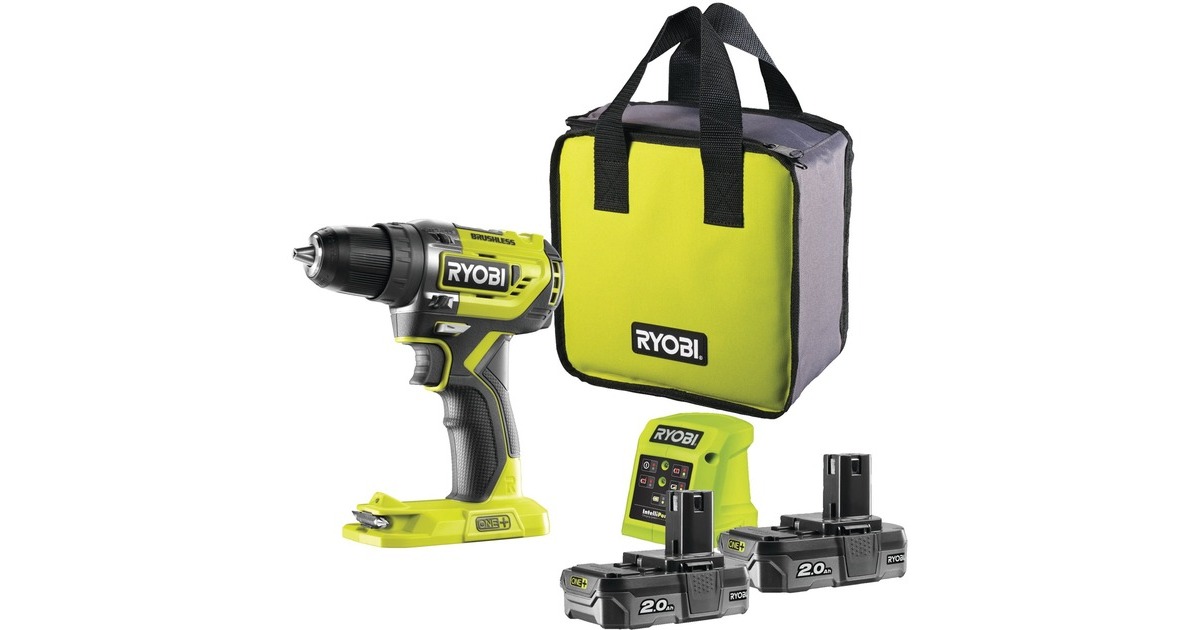 Ryobi ONE+ Akku-Bohrschrauber R18DD5-220S, 18Volt(grün/schwarz, 2x Li-Ionen Akku 2,0Ah, Tasche)