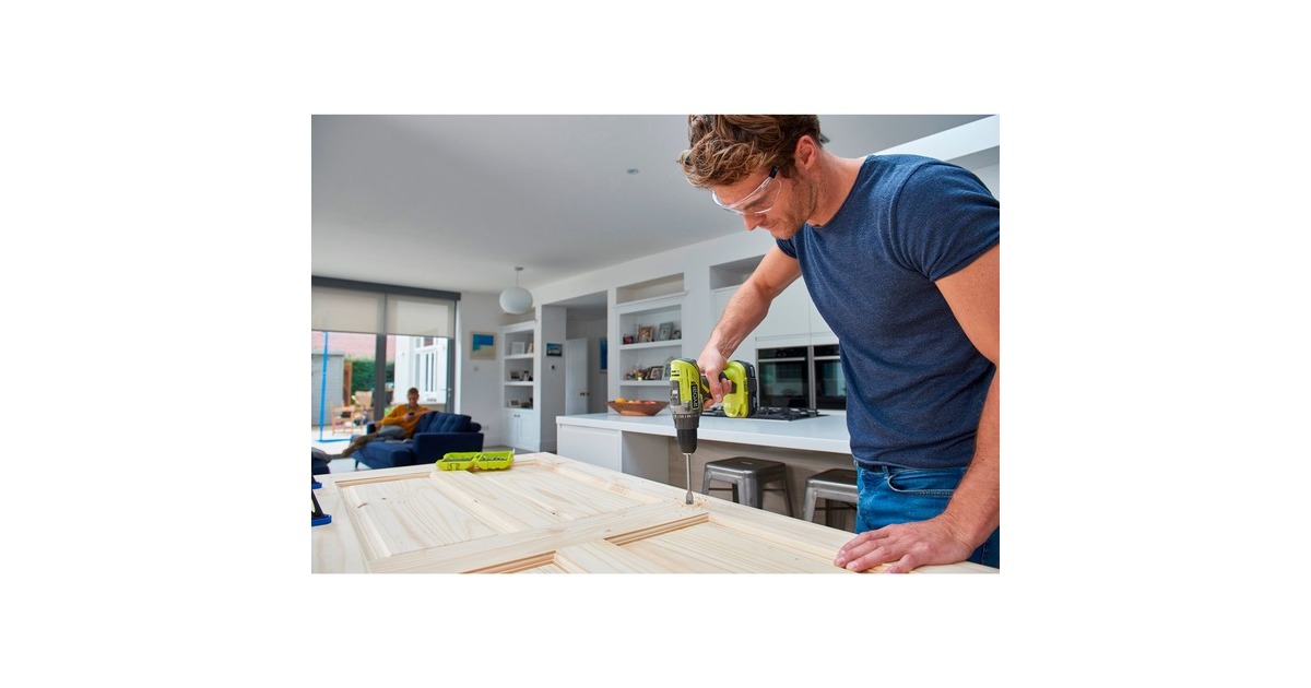 Ryobi ONE+ Akku Bohrschrauber- / Winkelschleifer-Set R18DDAG-220S, 18Volt, Werkzeug-Set(grün/schwarz, 2x Li-Ionen Akku 2,0Ah, Werkzeugtasche)