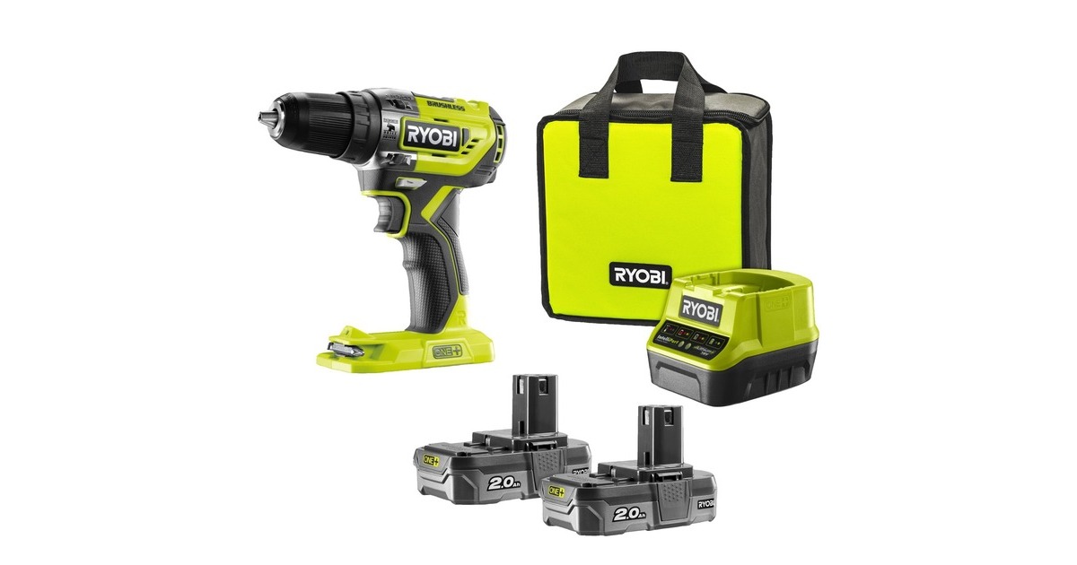 Ryobi ONE+ Akku-Schlagbohrschrauber R18PD5-220S, 18Volt(grün/schwarz, 2x Li-Ionen Akku 2,0Ah)