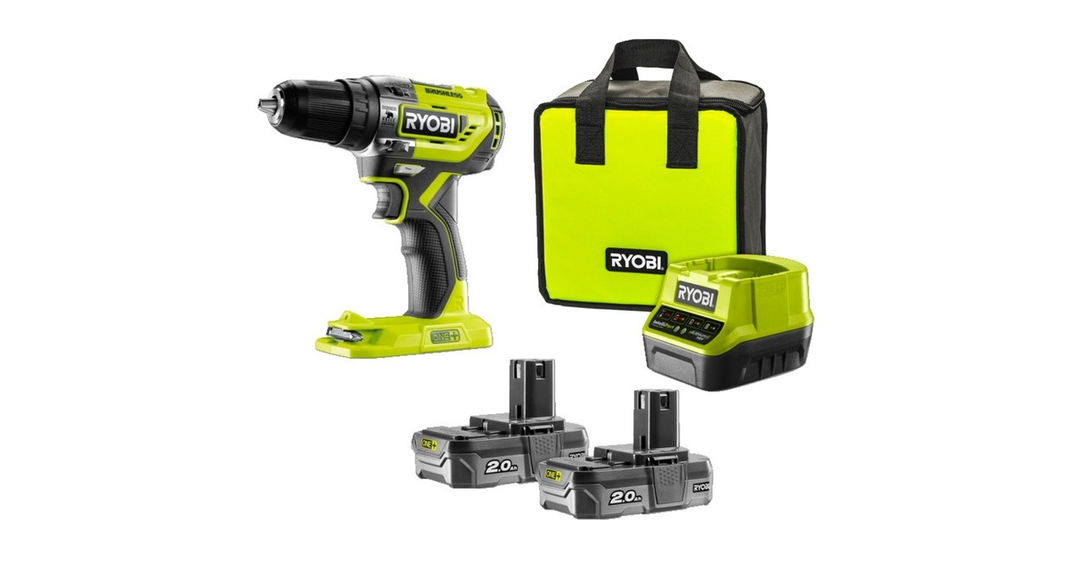Ryobi ONE+ Akku-Schlagbohrschrauber R18PD5-220S, 18Volt(grün/schwarz, 2x Li-Ionen Akku 2,0Ah)
