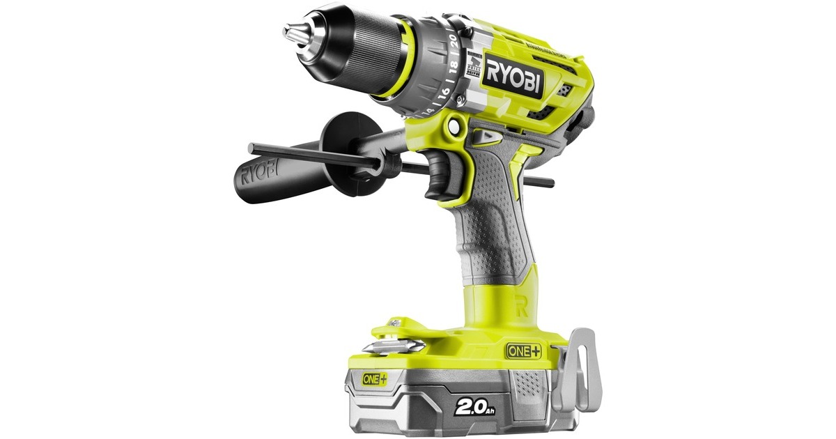 Ryobi ONE+ Akku-Schlagbohrschrauber R18PD7-220B, 18Volt(grün/schwarz, 2x Li-Ionen Akku 2,0Ah)