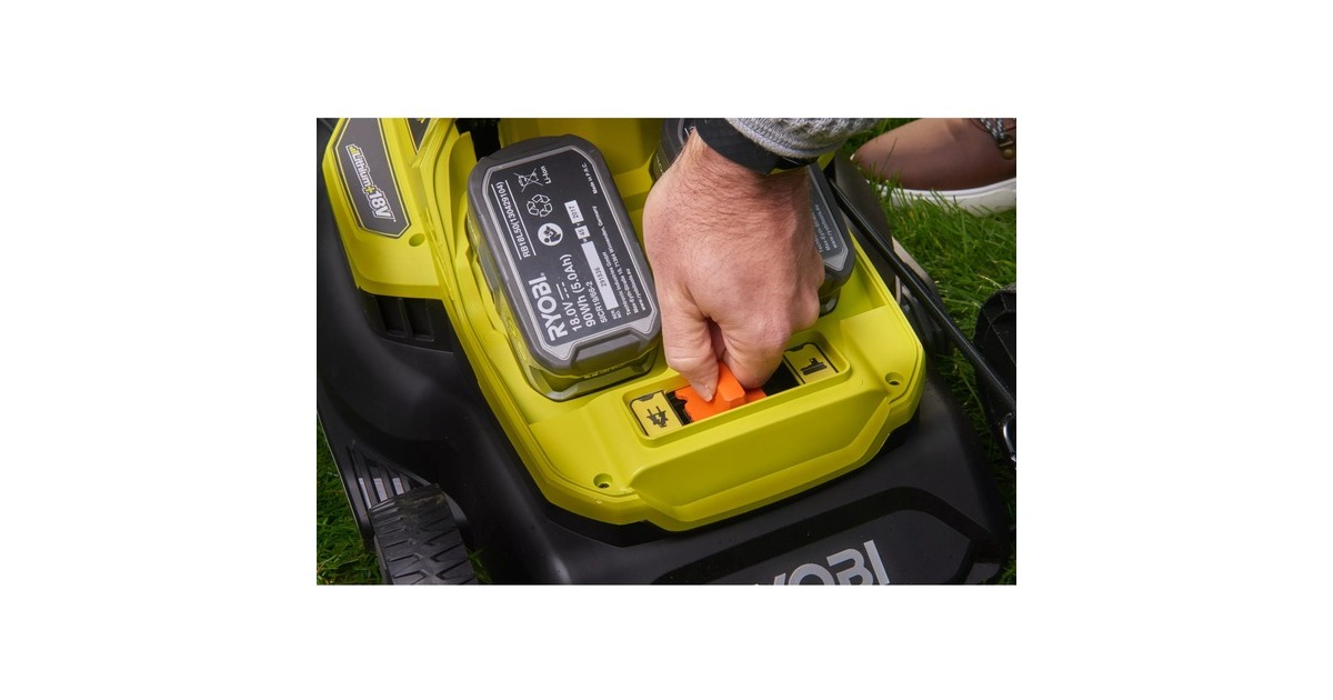 Ryobi ONE+ Hybrid-Rasenmäher RY18LMH37A-225, 18Volt / Kabel(grün/schwarz, 2x 2,5Ah Li-Ionen-Akku)