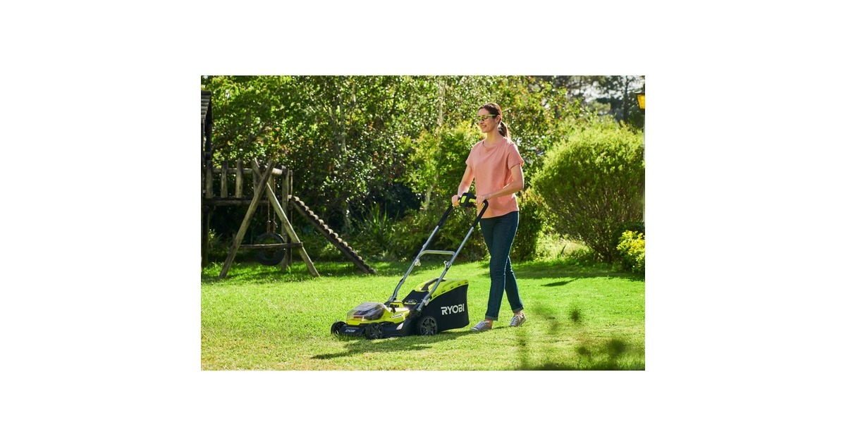Ryobi ONE+ Hybrid-Rasenmäher RY18LMH37A-225, 18Volt / Kabel(grün/schwarz, 2x 2,5Ah Li-Ionen-Akku)