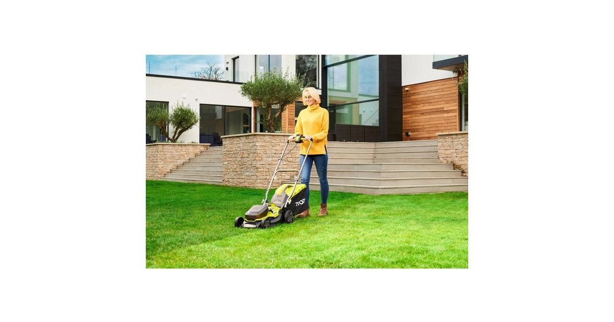 Ryobi ONE+ Hybrid-Rasenmäher RY18LMH37A-225, 18Volt / Kabel(grün/schwarz, 2x 2,5Ah Li-Ionen-Akku)