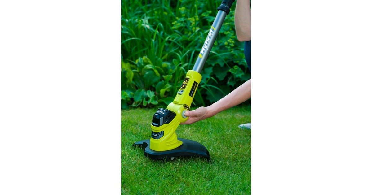 Ryobi ONE+ Hybrid-Rasentrimmer RLT1831H20F, 18Volt + Kabelbetrieb(grün/schwarz, Li-Ionen Akku 2,0Ah)