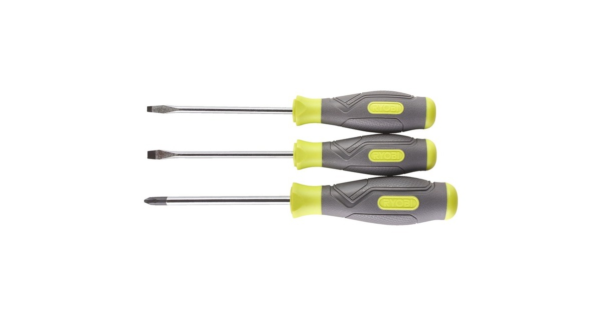 Ryobi Schraubendreher-Set RSD1PH2S, 3-teilig(grün/grau, 1x PH2 / 1x SL5,5 / 1x SL4)