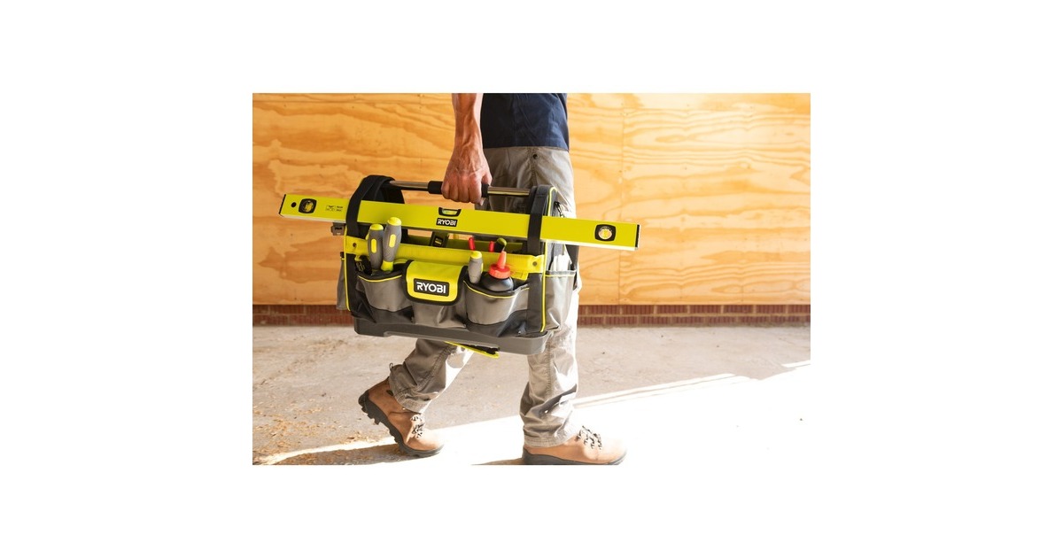 Ryobi Werkzeugtrage RSSLOT1, Größe L, Werkzeugkiste(grün/schwarz, mit Schultergurt)