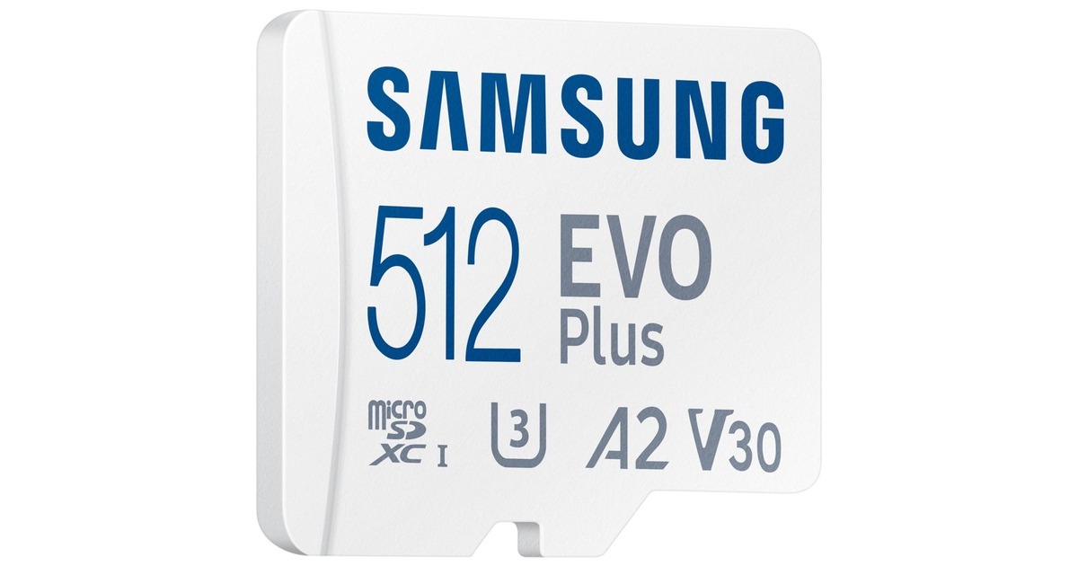 SAMSUNG EVO Plus 512 GB microSDXC (2021), Speicherkarte(weiß, UHS-I U3, Class 10, V30, A2)
