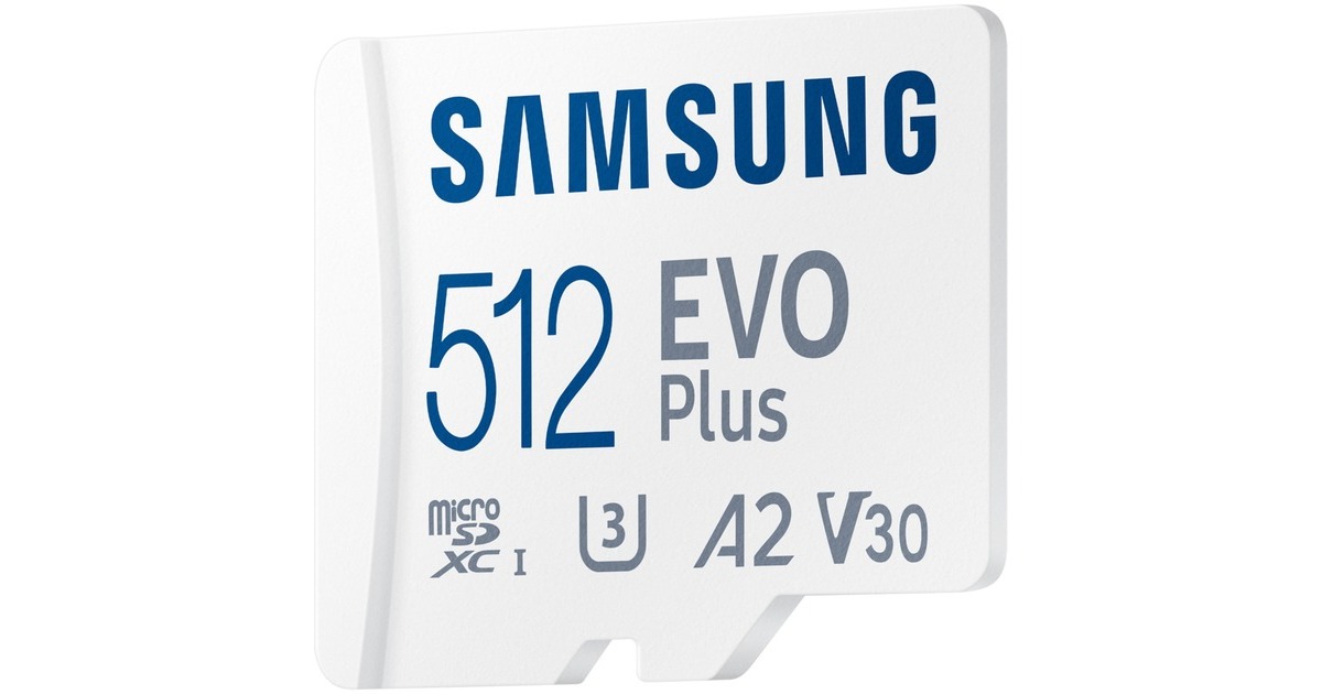 SAMSUNG EVO Plus 512 GB microSDXC (2021), Speicherkarte(weiß, UHS-I U3, Class 10, V30, A2)