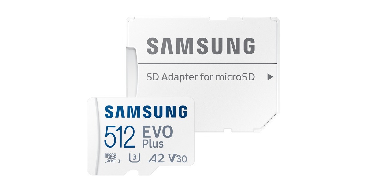 SAMSUNG EVO Plus 512 GB microSDXC (2021), Speicherkarte(weiß, UHS-I U3, Class 10, V30, A2)