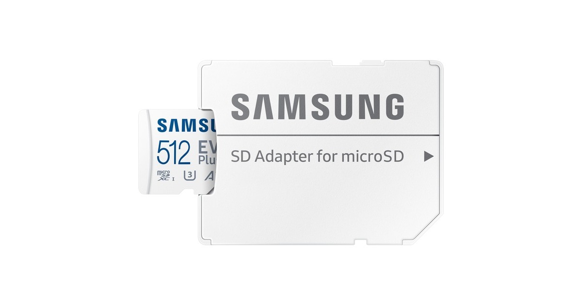 SAMSUNG EVO Plus 512 GB microSDXC (2021), Speicherkarte(weiß, UHS-I U3, Class 10, V30, A2)