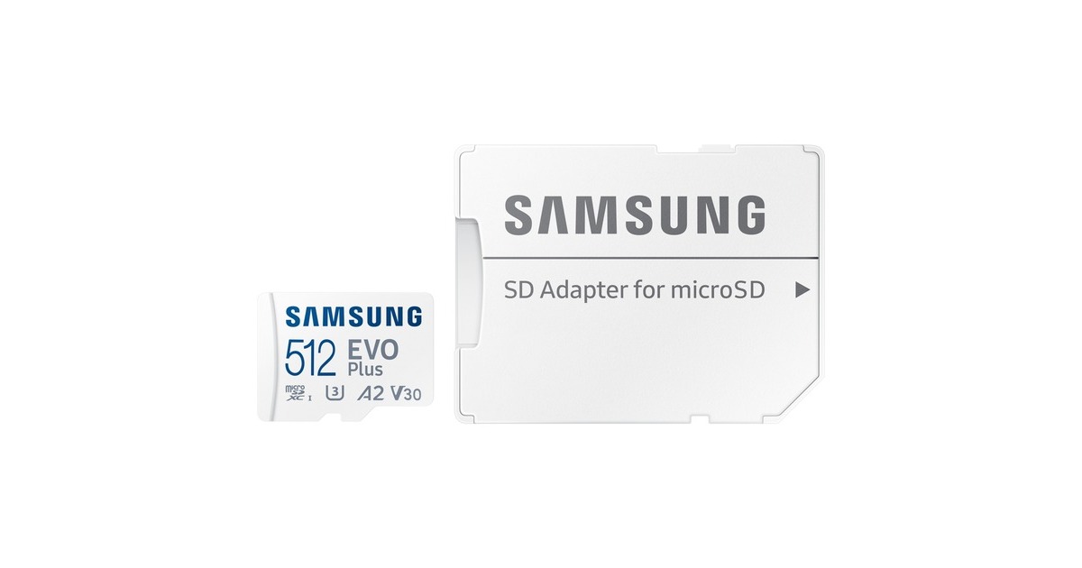 SAMSUNG EVO Plus 512 GB microSDXC (2021), Speicherkarte(weiß, UHS-I U3, Class 10, V30, A2)