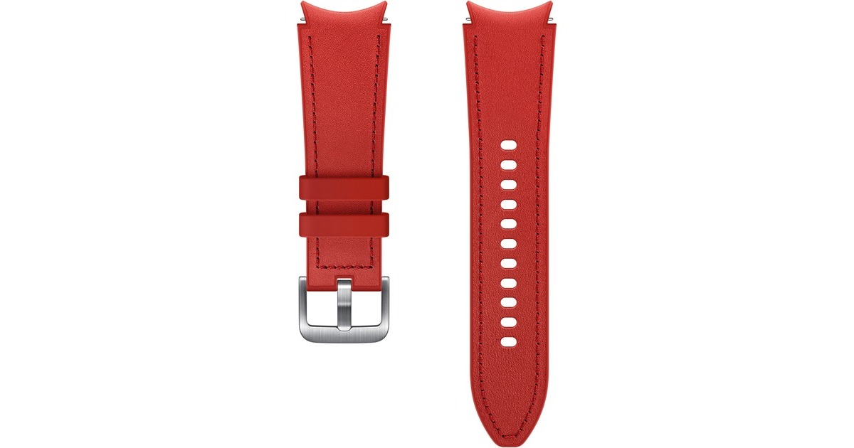 SAMSUNG Hybrid Leather Band, Uhrenarmband(rot, Samsung Galaxy Watch4, 20 mm, M/L)