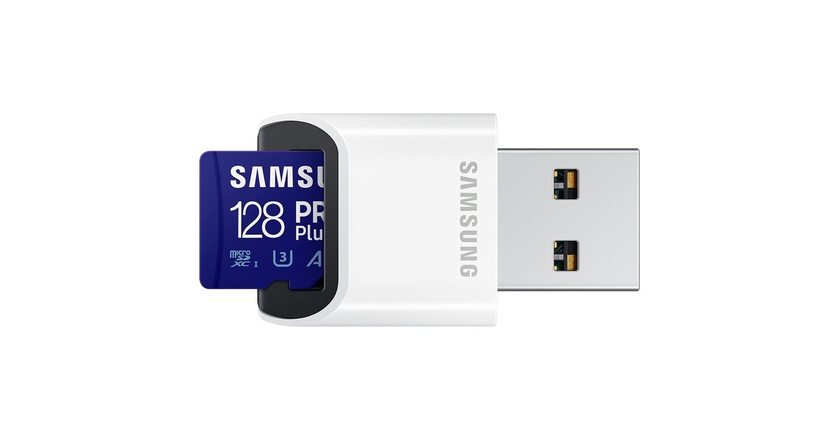 SAMSUNG PRO Plus 128 GB SDXC (2023), Speicherkarte(UHS-I U3, Class 10, V30, inkl. USB-Adapter)