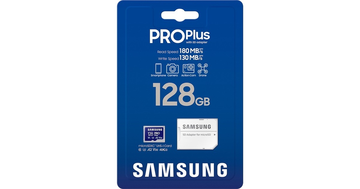 SAMSUNG PRO Plus 128 GB microSDXC (2023), Speicherkarte(blau, UHS-I U3, Class 10, V30, A2)