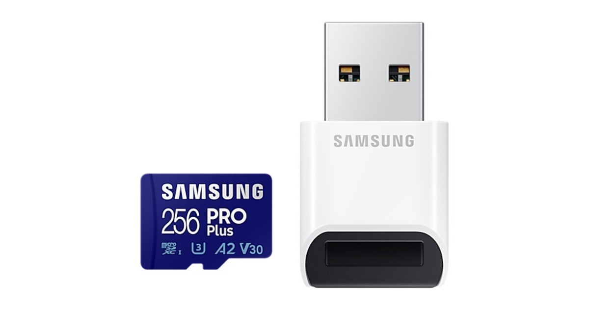 SAMSUNG PRO Plus 256 GB SDXC (2023), Speicherkarte(UHS-I U3, Class 10, V30, inkl. USB-Adapter)