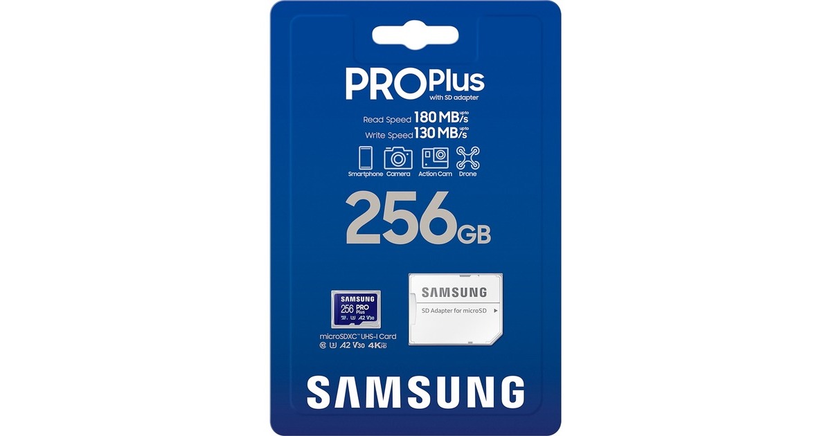 SAMSUNG PRO Plus 256 GB microSDXC (2023), Speicherkarte(blau, UHS-I U3, Class 10, V30, A2)