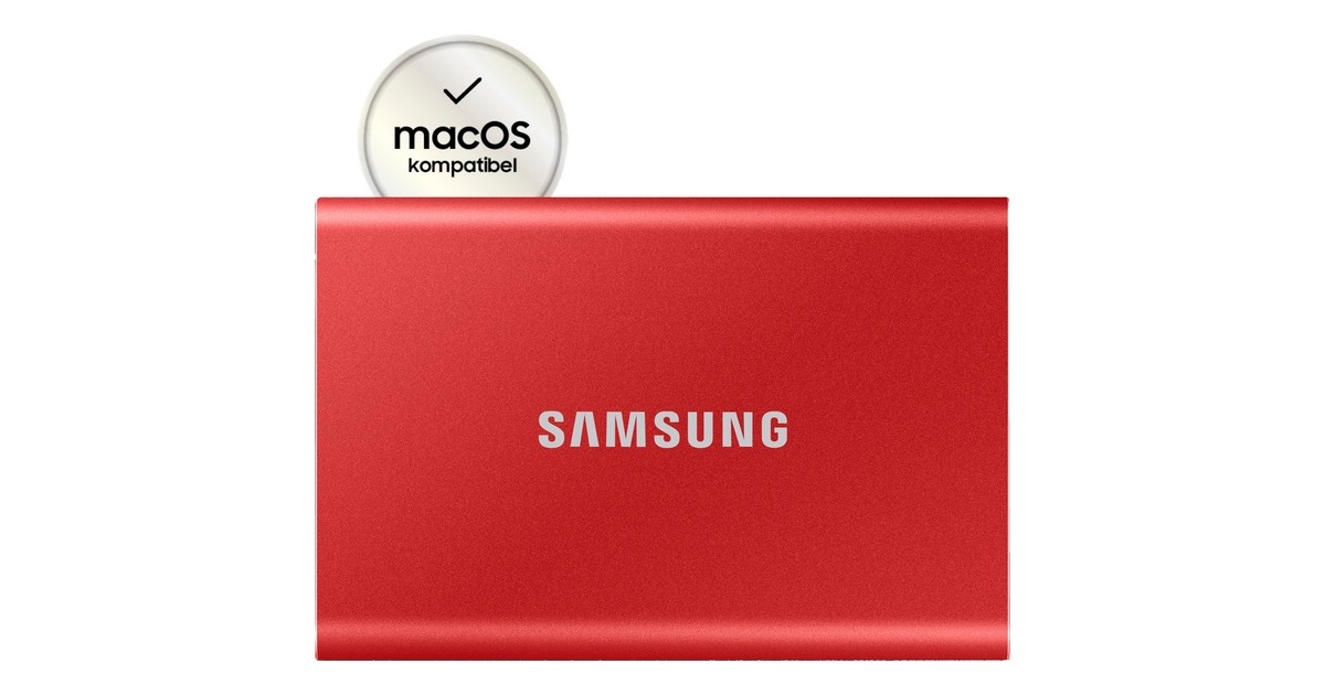 SAMSUNG Portable SSD T7 1TB, Externe SSD(rot, USB-C 3.2 Gen 2 (10 Gbit/s), extern)