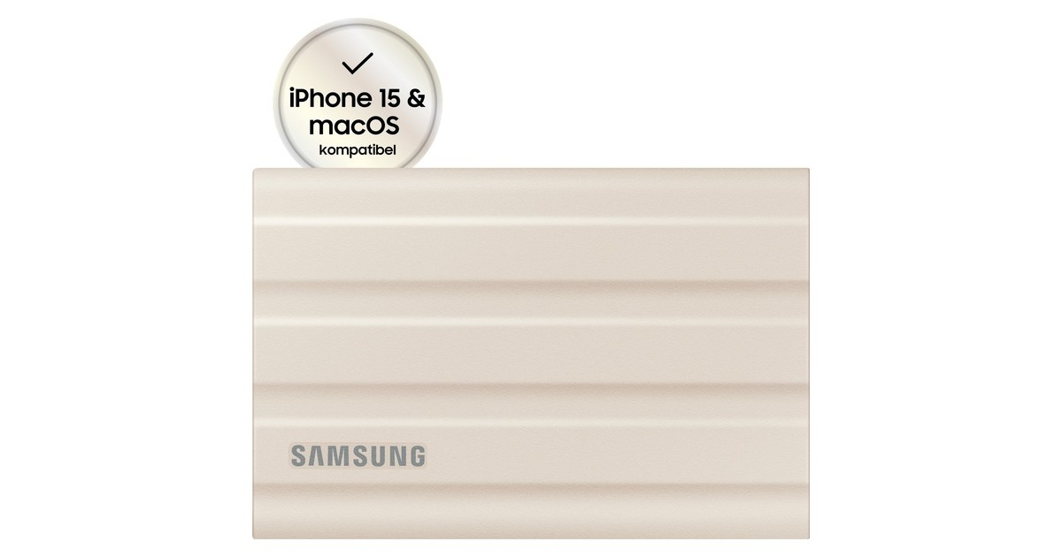 SAMSUNG Portable SSD T7 Shield 1 TB, Externe SSD(beige, USB-C 3.2 Gen 2 (10 Gbit/s), extern)