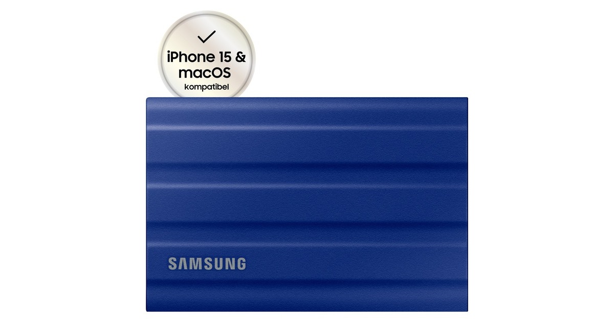 SAMSUNG Portable SSD T7 Shield 1 TB, Externe SSD(blau, USB-C 3.2 Gen 2 (10 Gbit/s), extern)