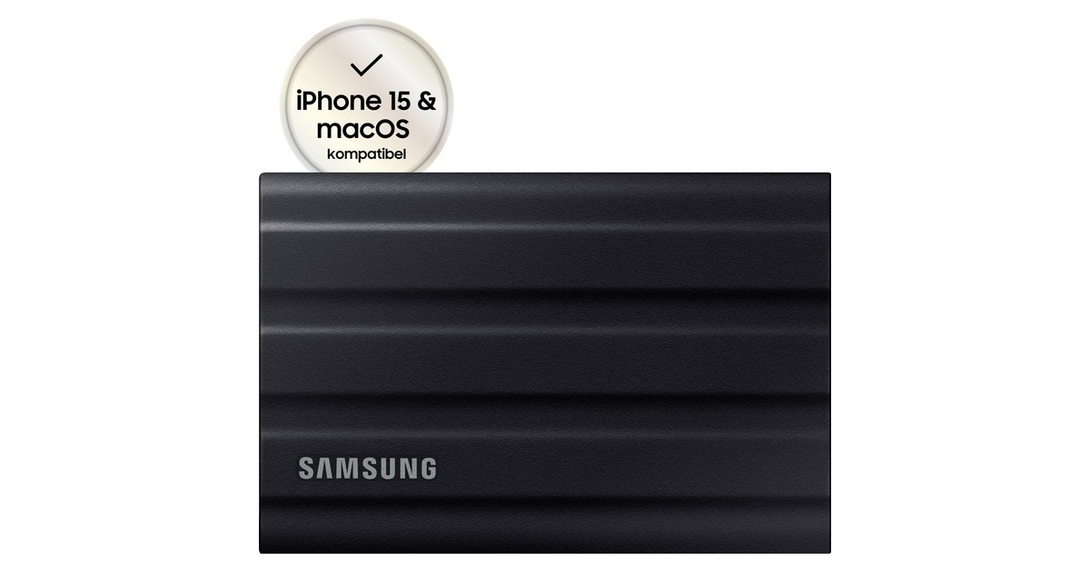 SAMSUNG Portable SSD T7 Shield 1 TB, Externe SSD(schwarz, USB-C 3.2 Gen 2 (10 Gbit/s), extern)