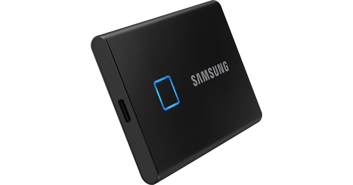 SAMSUNG Portable SSD T7 Touch 1TB, Externe SSD(schwarz, USB-C 3.2 Gen 2 (10 Gbit/s), extern)