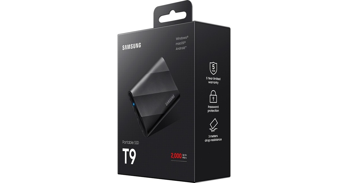 SAMSUNG Portable SSD T9 1 TB, Externe SSD(schwarz, USB 3.2 Gen 2x2 (20Gbps))