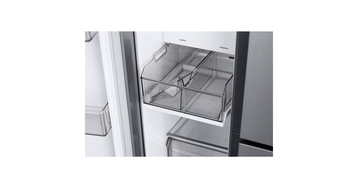 SAMSUNG RH69B8020S9/EG RS8000, Side-by-Side(edelstahl/silber, Food Showcase Tür, Beverage Center, Wassertank)