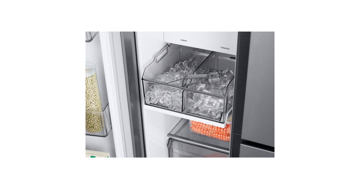 SAMSUNG RH69B8020S9/EG RS8000, Side-by-Side(edelstahl/silber, Food Showcase Tür, Beverage Center, Wassertank)