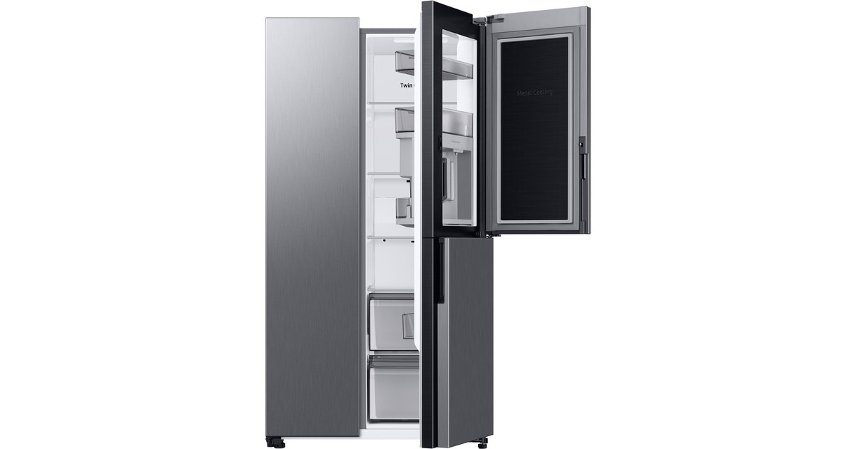 SAMSUNG RH69B8920S9/EG RS8000, Side-by-Side(edelstahl/silber, Food Showcase Tür, Beverage Center, Festwasseranschluss)