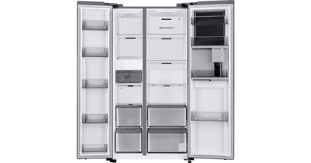 SAMSUNG RH69B8920S9/EG RS8000, Side-by-Side(edelstahl/silber, Food Showcase Tür, Beverage Center, Festwasseranschluss)
