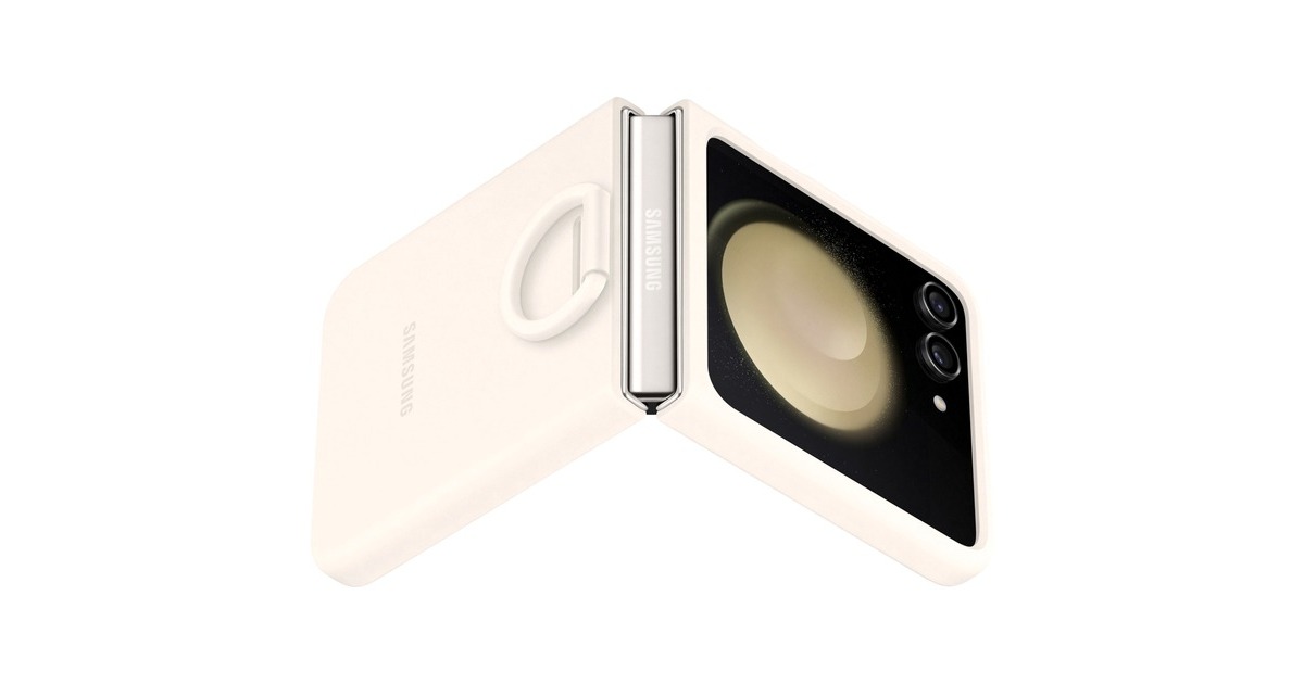 SAMSUNG Silicone Case mit Ring, Handyhülle(creme, Samsung Galaxy Z Flip5)